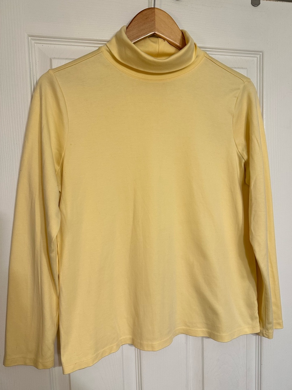 LL Bean Butter Yellow Womens 100% Supima Cotton Base Layer Turtleneck L Classic